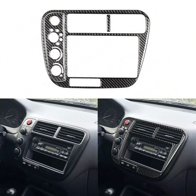 3Pcs Real Carbon Fiber Central Control Panel Trim For Honda Civic 2-Door 1999-00