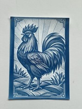 Handmade Cyanotype print - Rooster - 21cm x 29cm