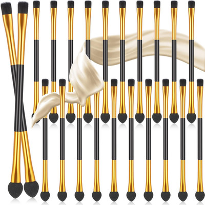 24 Pcs Dual End Eyeshadow Blending Brush Set 2 in 1 Eyeshadow Smudge Brush Spong