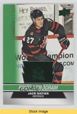 2023 Team Canada Juniors Pride of the Program Green Jack Matier #77 READ b3q