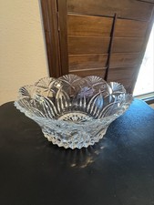 Beautiful Heavy Vintage Cut Crystal Centerpiece Bowl 11" Starburst Fan Pattern