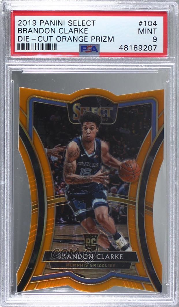 2019 Select Premier Level Orange Prizm 22/65 Brandon Clarke PSA 9 Rookie RC k4p