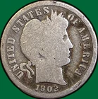 1902-S Barber Dime Good G Coin #35970