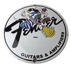 Vintage Fender Sign - Guitars Amplifiers Music Porcelain Gas Station Sign