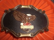HARLEY VINTAGE 1978 75TH 75 YEAR ANNIVERSARY BLACK LEATHER BELT BUCKLE VINTAGE