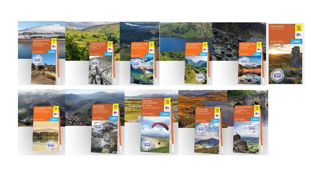 OS Explorer Active Maps OL1 OL2 OL4 OL5 OL6 OL7 OL17 OL18 OL23 OL24
