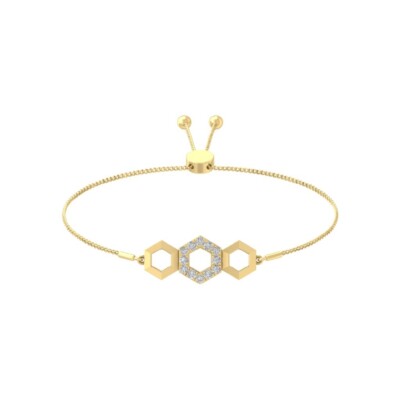 10k Gelbgold Lab Grown Diamant Bolo Armband 9'' Geschenk zum Muttertag