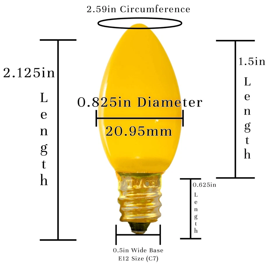 C-7 MULTI-COLOR CERAMIC STEADY BULBS NEW 1 BOX OF 25 C7 SOLID CHRISTMAS LIGHTS - Image 2 of 4