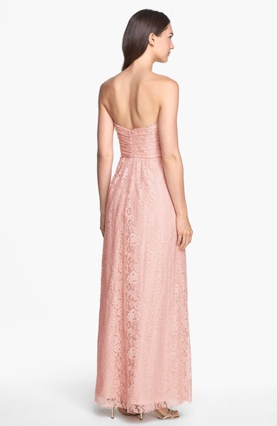 NEW AMSALE Pleated Lace Sweetheart DRESS GOWN SIZE 10 $360 BLUSH BRIDESMAID  | eBay