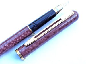 Marbleized Mahagony brown Waterman Fine Gold Plt Nib Fountain Pen GF Trim France