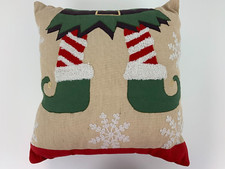 Christmas Holiday Decorative Pillow Elf Snowflakes 3-D Embroidered 18"x18" NWOT