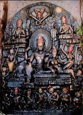 NEPAL Postkarte mit Briefmarken 1985 Shiva Parvati Kumbeshwore Patan Post Card