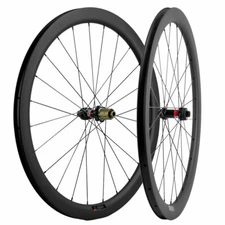 700C 45mm 25mm Road Bike Disc Brake Carbon Wheelset Novatec 411-412 Thru Axle