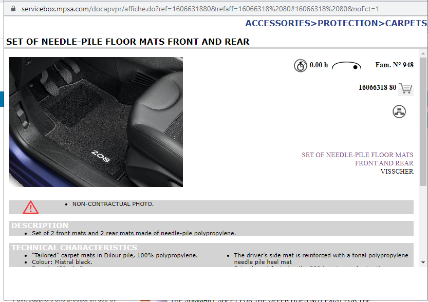Genuine Peugeot 208 Tailored Carpet Mats (Set Of 4) – 2012-2019, 1606631880-932689