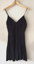 Guess Jeans Authentic Medium Knit Black Dress Spaghetti Straps Gold Stitching