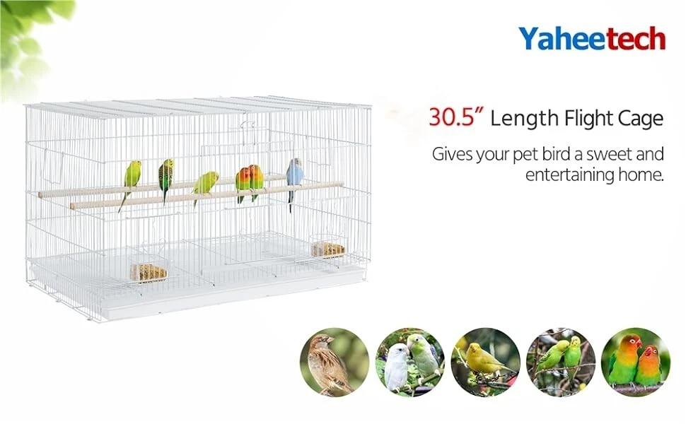 30-inch Flight Bird Cage for Cockatiels Parakeets Lovebirds with Slide-Out Tray