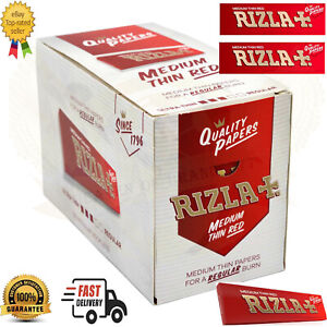 Full Box of 100 Booklets Rizla Medium Red Rolling Smoking Papers