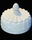 Westmoreland Milk Glass Butter Dish Lid Paneled Round White Grape Leaves Vintage