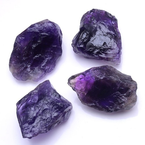 4 Pcs Natural Amethyst Rough Hi-Grade Rich Purple 27mm-32mm Loose Gemstones Lot - Picture 9 of 9