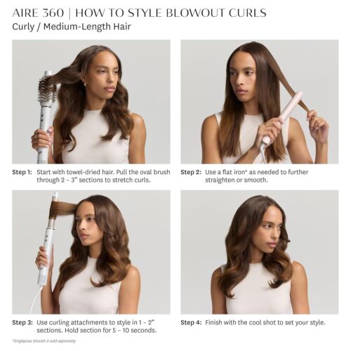 T3 Aire 360 Multi-Styler, Hair Dryer with Ceramic Curl Attachments & Brush - Picture 11 of 12