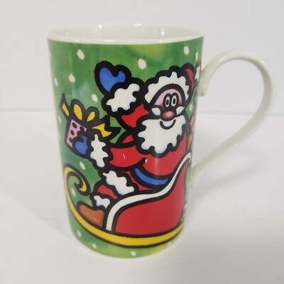 Dunoon Jane Brookshaw Scotland Festive Fun Christmas Mug Santa Reindeer 