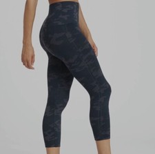 Spanx High Waist Cropped Lamn Leggings Womens Black Camo Size M/M Seamless NWT