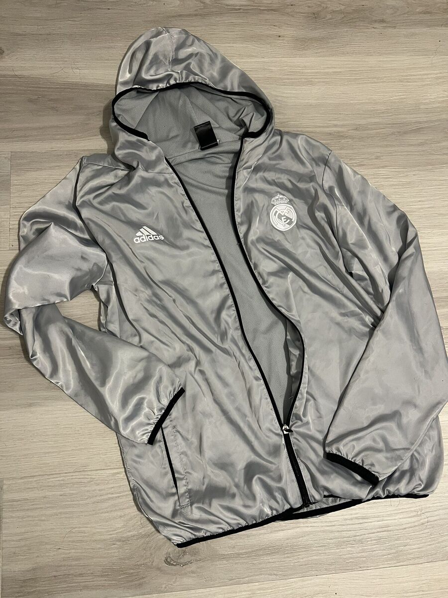 RARE Real Madrid Jacket Adidas Reflective Gray Men's Medium RARE Real Madrid Jacket Adidas Reflective Gray Men's Medium