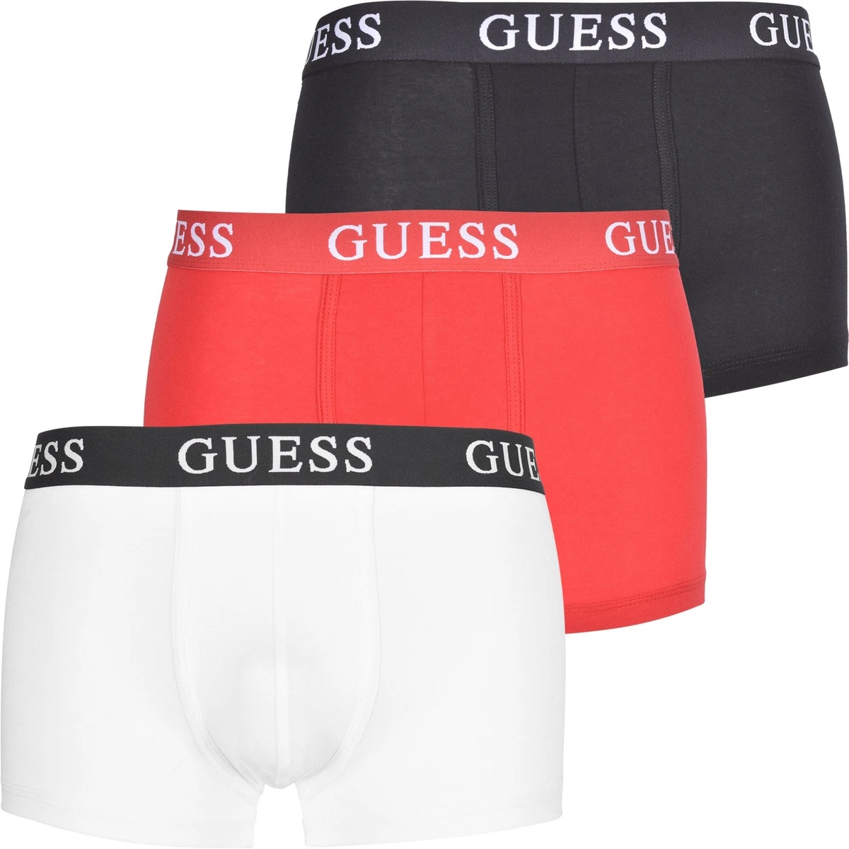Guess 3 Pack Joe Boxer Trunks Red Black White Combo