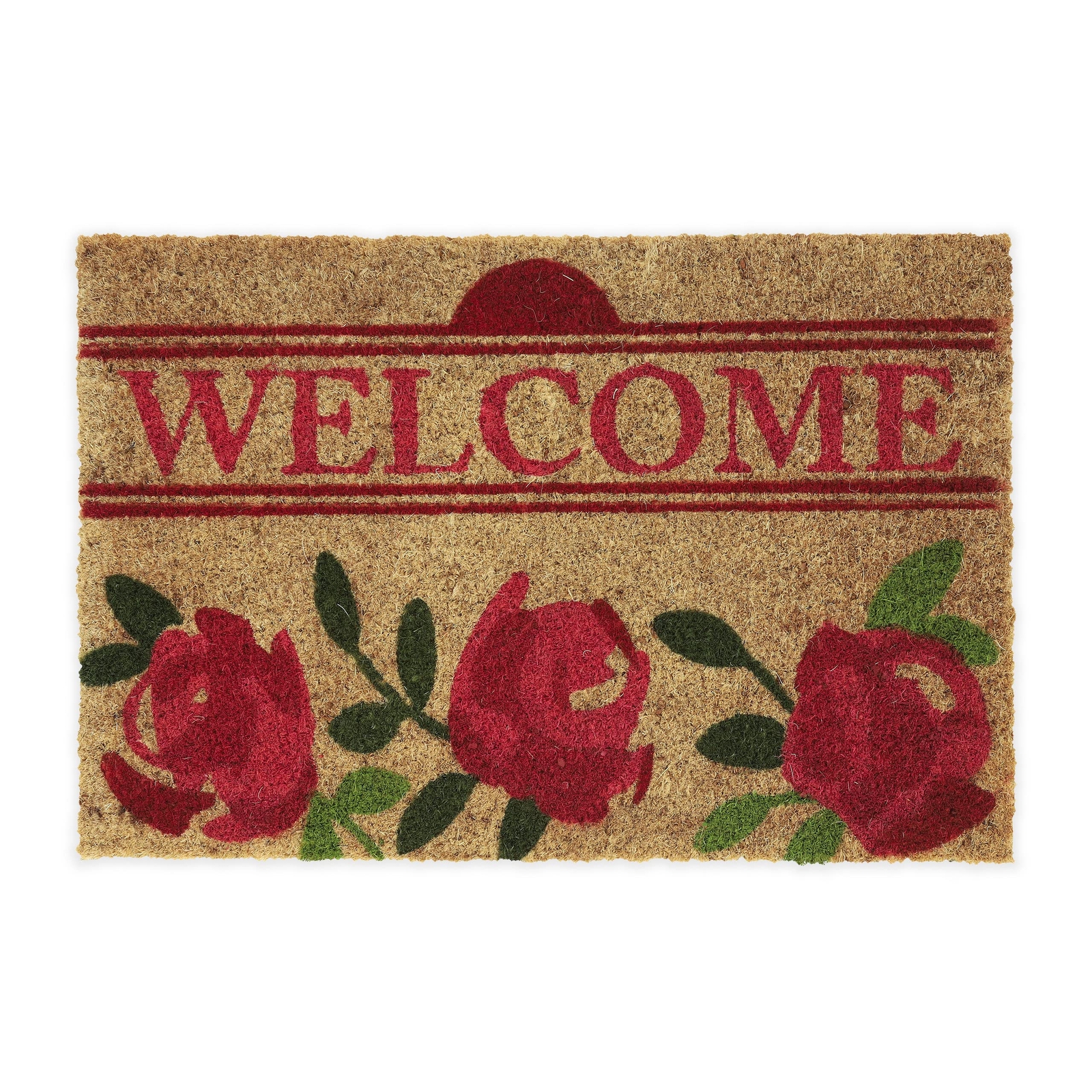 Relaxdays Zerbino in Fibra di Cocco Scritta Welcome e Rose Rosse Interni e Es...