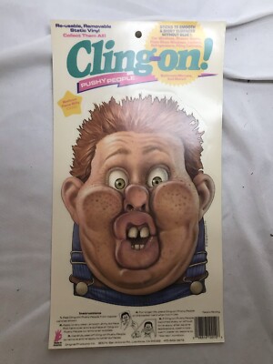 Vtg Cling-on Pushy People Static Vinyl Sticker Balloon Faced Billy 8x6.5