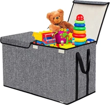 Large Kids Toy Box Chest Storage Organizer with Double Flip-Top 