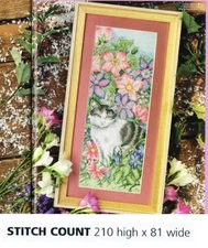 FLORAL HARMONY CAT    -  CROSS STITCH PATTERN ONLY    ALS-R