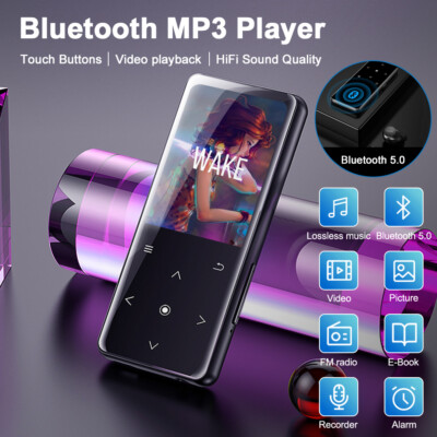 MP3 Player Bluetooth 5.0 MP4 HiFi Lossless Music Player Audio Walkman FM Alarm