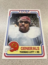 1984 USFL Football Thomas Lott Custom Card New Jersey Generals A-220