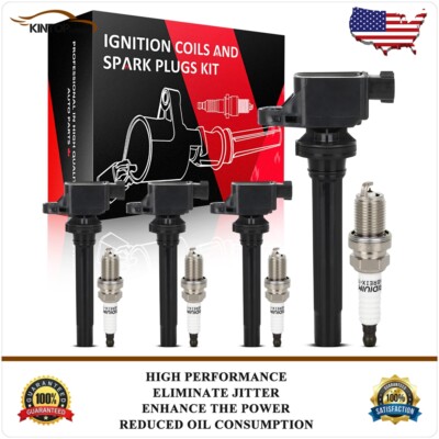 4 Ignition Coils & 4 Spark Plugs Kit For Suzuki SX4 2.0L 2007 2008 2009 L4