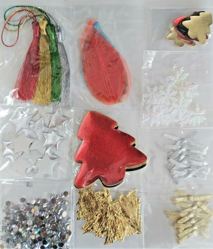 10 ! Packs of  Assorted Christmas Stars Bows Tassels Crystals Snowflakes Leaves - Picture 1 of 4