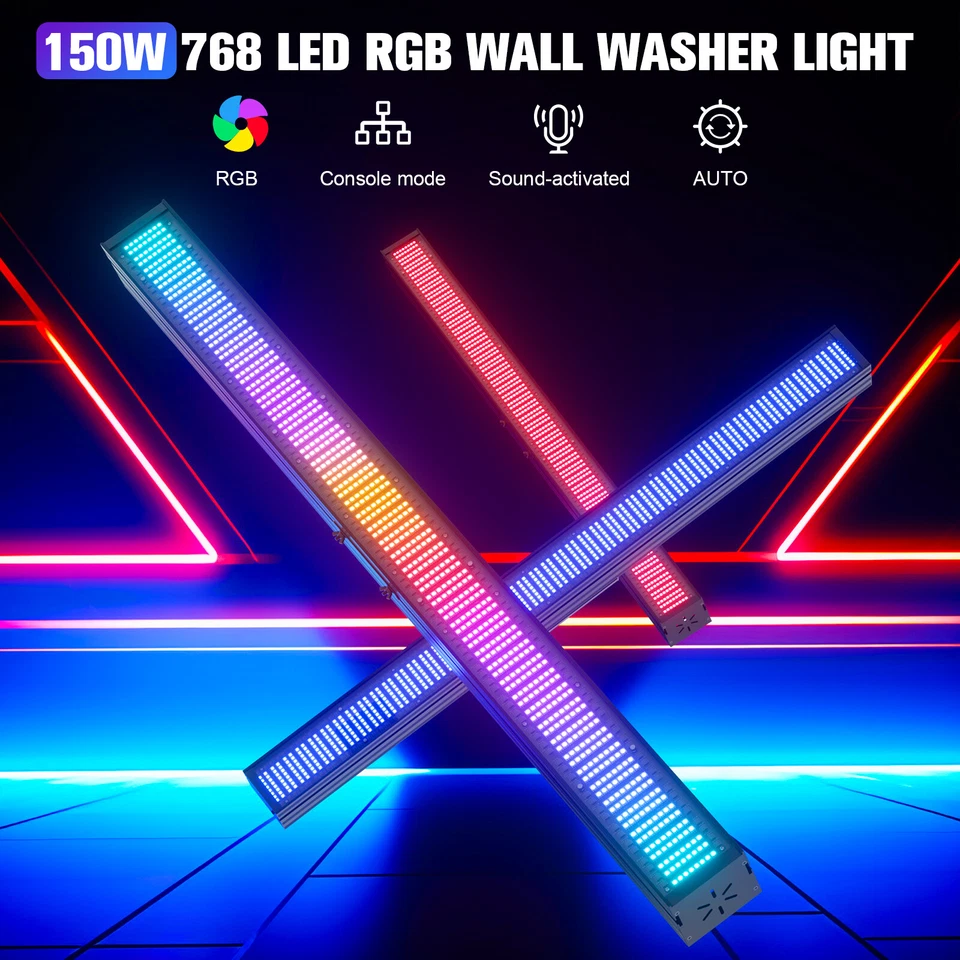 150W RGB 768LED Wall Wash Light Strobe DMX Stage Disco Party Lighting Halloween - Image 2 of 4