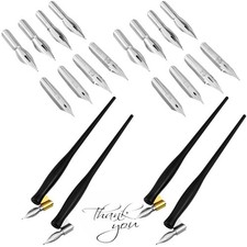 Zonon 2 Sets Oblique Calligraphy Dip Pen Set Include 2-in-1 Black
