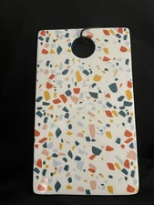 Ceramic Cheese Board White With Colorful Terazzo Stone Design EarthWare 7x11.5