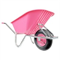 Matrix Schubkarre 100L 250Kg Luftrad Kunststoffwanne Pink Rahmen Verzinkt