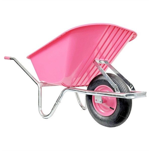 Matrix Schubkarre 100L 250Kg Luftrad Kunststoffwanne Pink Rahmen Verzinkt-image