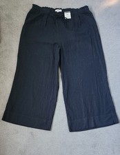 M&S linen blend high waist wide leg pants size 20