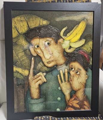Collage On Hardcarboard Manglar . 20x16in Cuban Art T:  Ayer Pase Por Tu Casa.