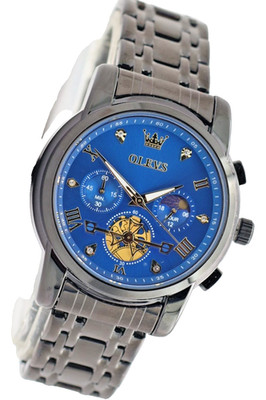 OLEVS Herren Armband Uhr Chronograph Stoppuhr Datum Quarzuhr Edelstahl 42mm Neu