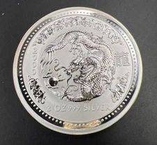 2000 2 Oz Silver Australian Lunar Dragon Coin Gem UNC SKU#B