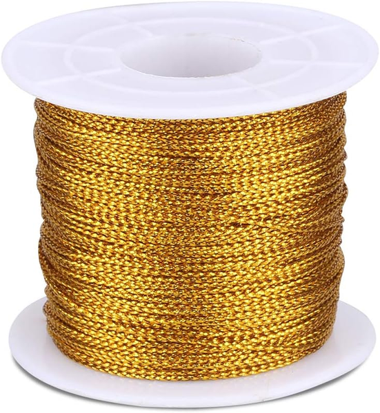 100M Gold Metallic Schnur, 1Mm Gold Kordel Bindfaden DIY Bastelschnur, Verpackun-image