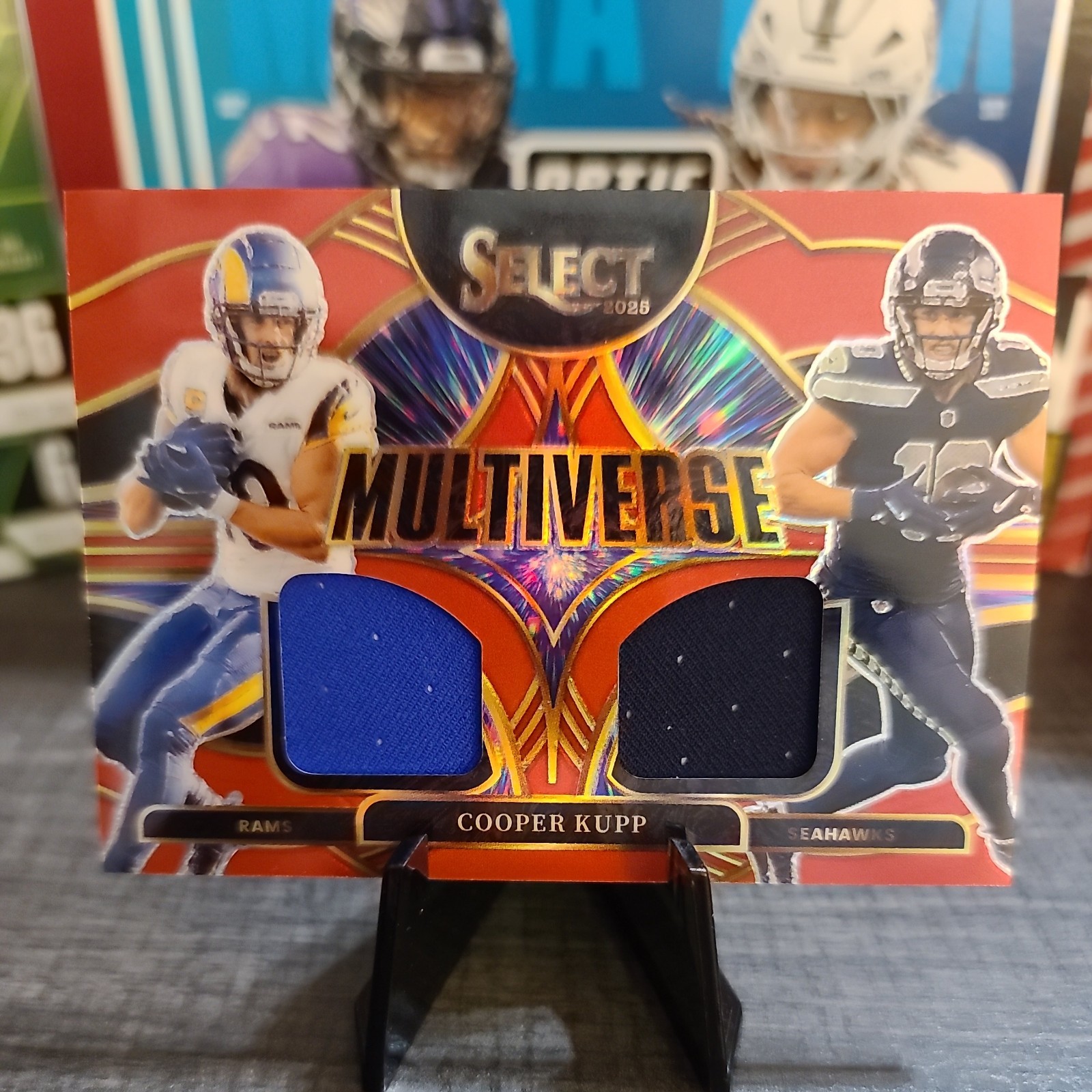 Cooper Kupp 2025 Panini Select Red Multiverse Dual Patch Seahawks Rams