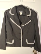 90s Spago Black W B/W Check Trim Blazer Womens Sz 14 VTG