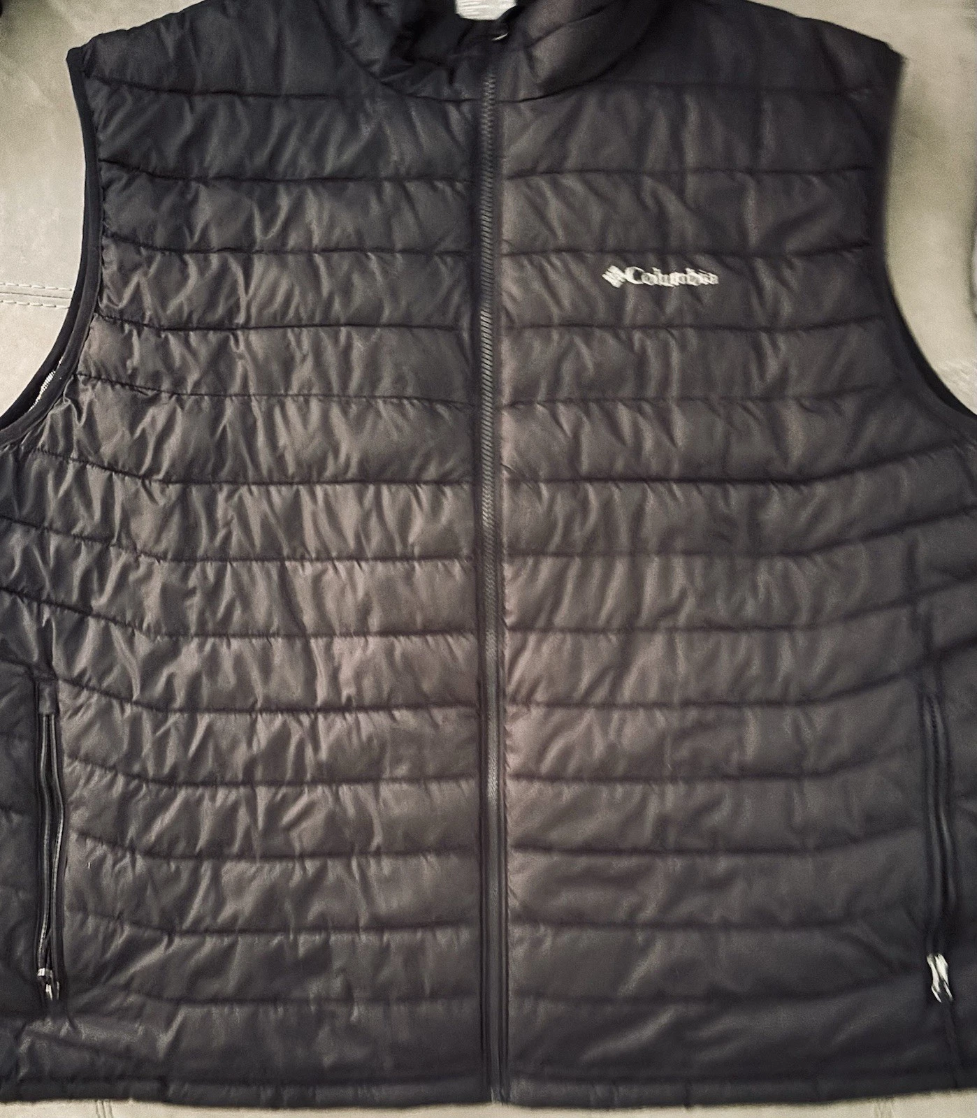 Mens Columbia Whiteout Omini Heat Puffer Vest Black Size 4X Light Wgt 4 Pocket
