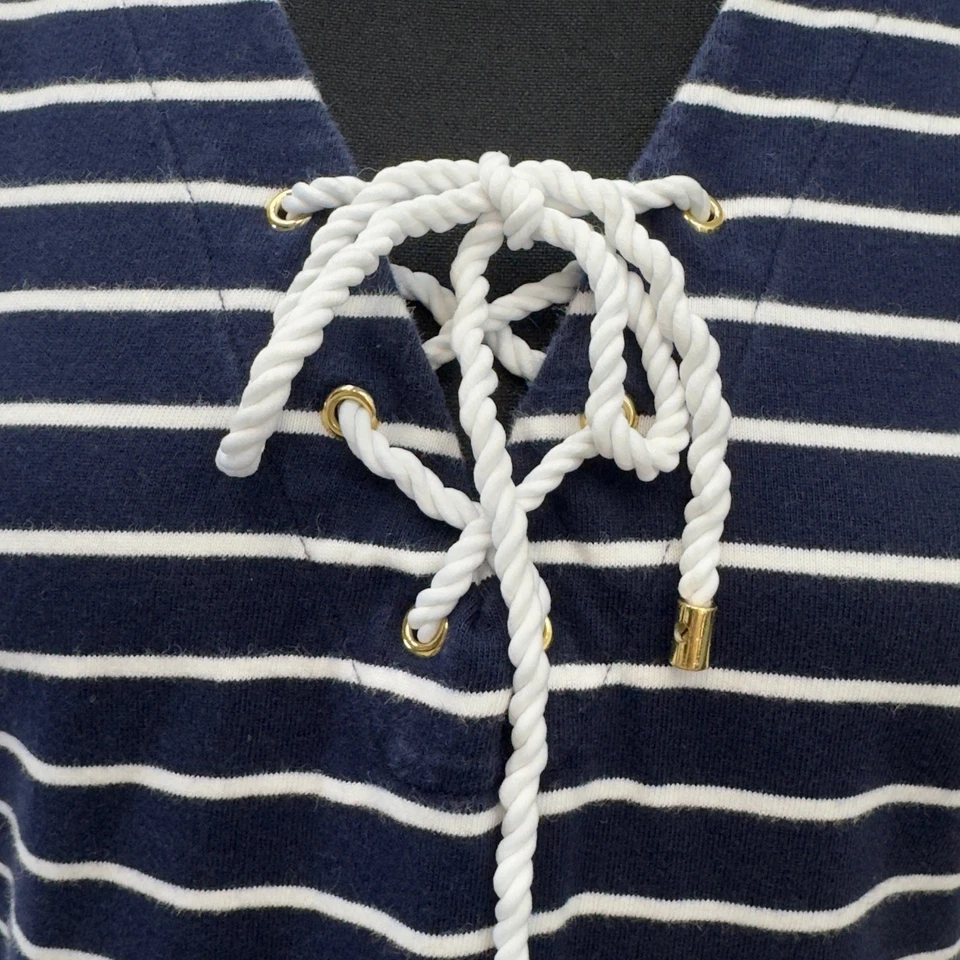 Vestido Lauren Ralph Lauren a Rayas Sin Mangas Tejido Cuerda Detalle Corbata Talla Mediana Foto 3 de 4